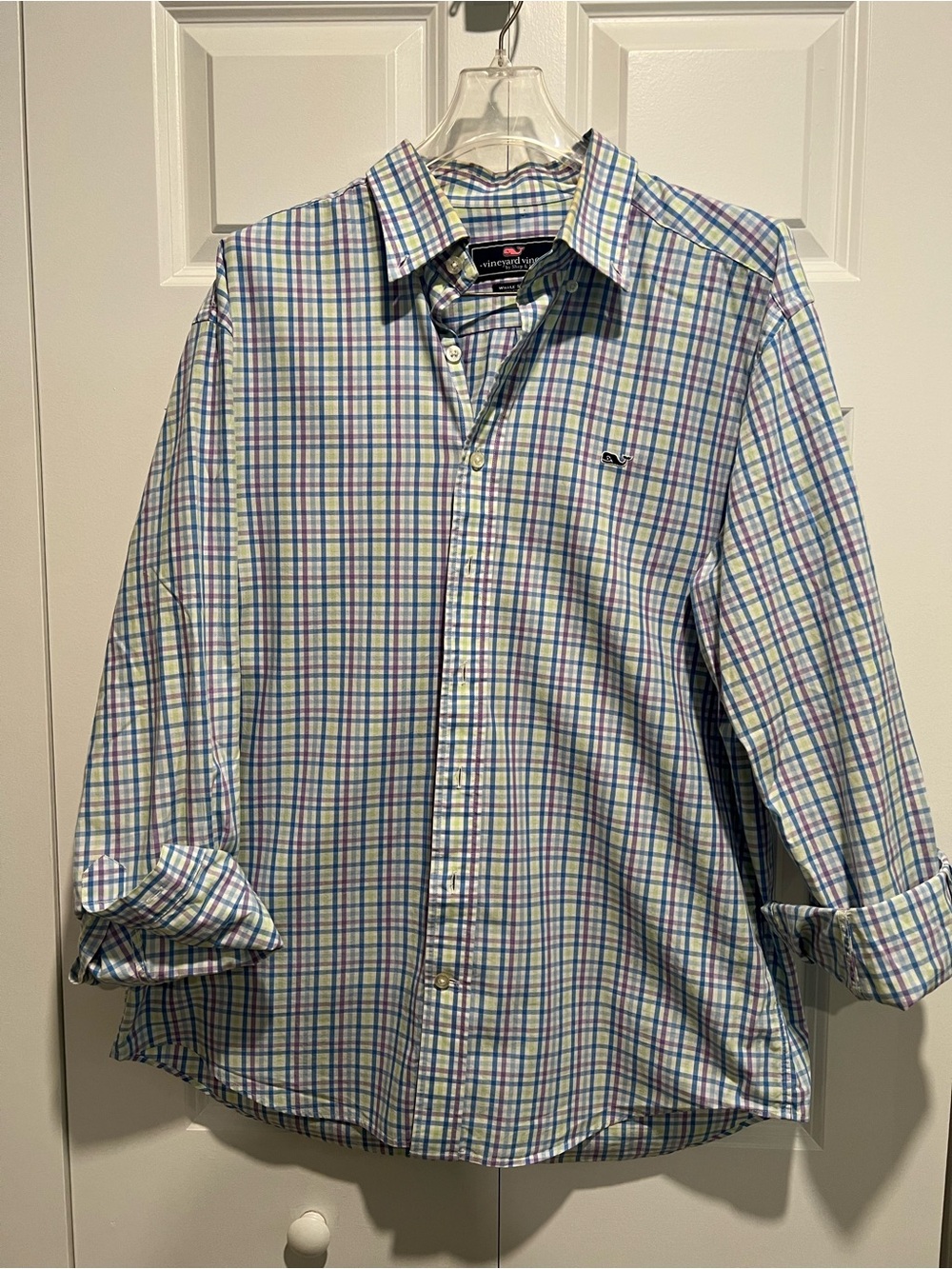 Vineyard Vines Men’s Whale Shirt - Blue/Green yellow